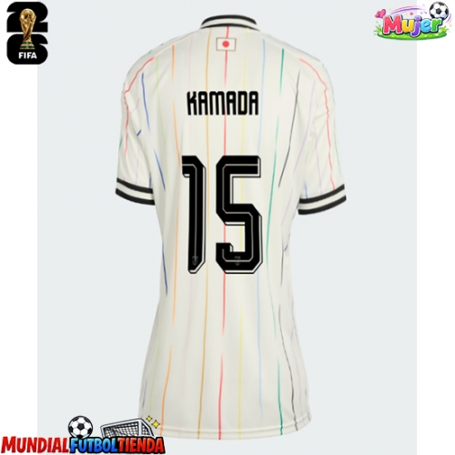 Camiseta Japón Daichi Kamada #15 Segunda Equipación Replica Mundial 2026 para mujer mangas cortas